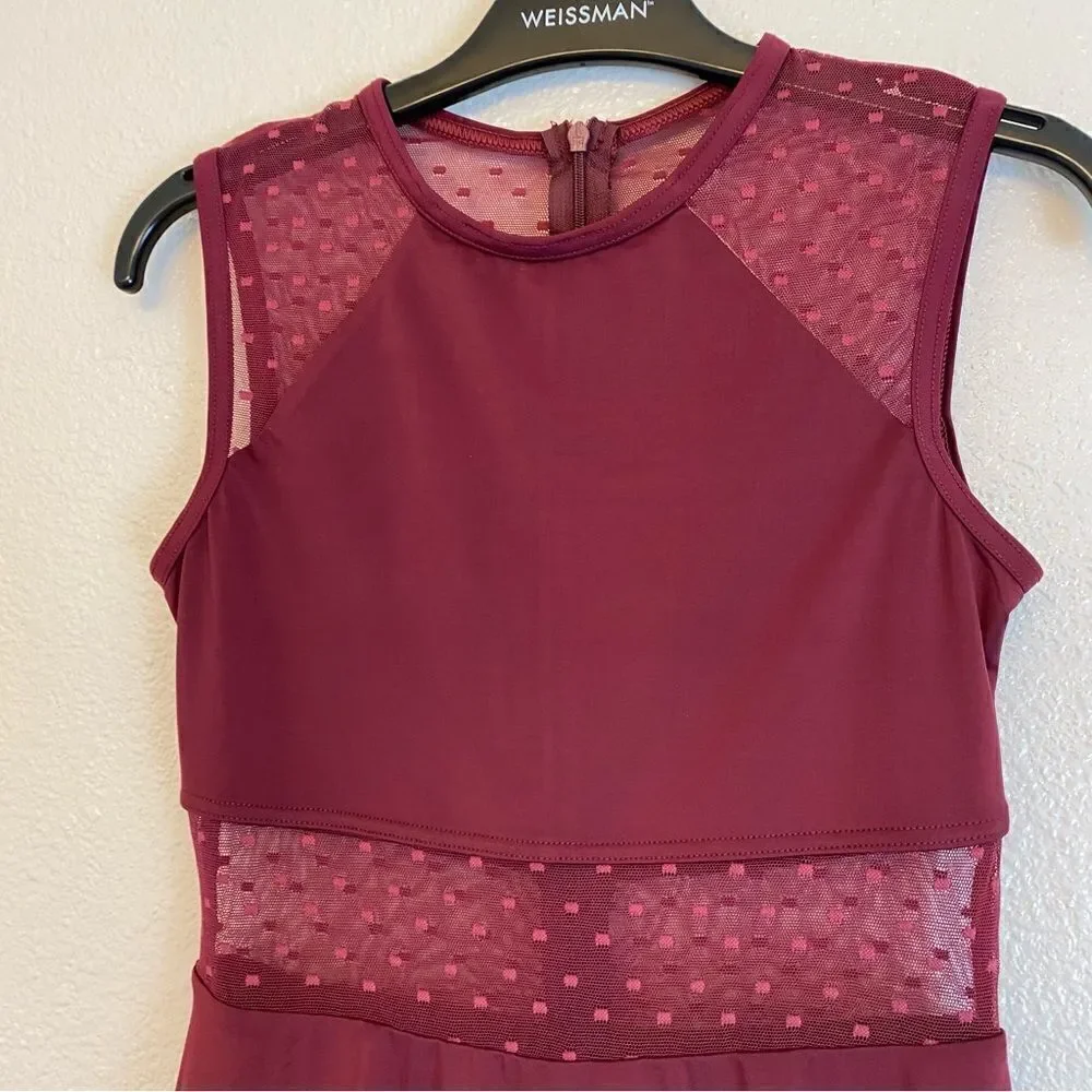 Weissman Balera Dance costume burgundy red Point D'Esprit Day Dress D11099 SA